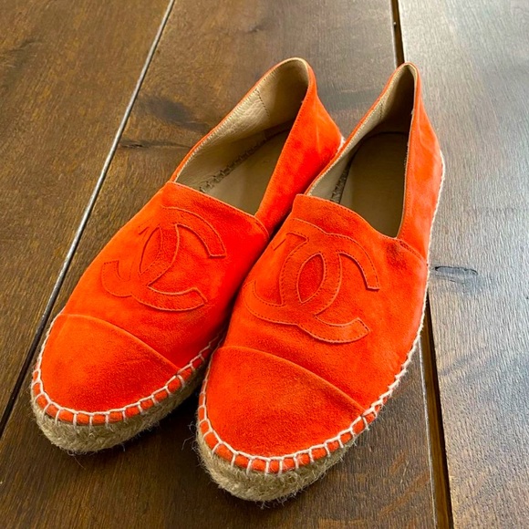 CHANEL Shoes - Chanel suede espadrilles orange CC logo shoes 41